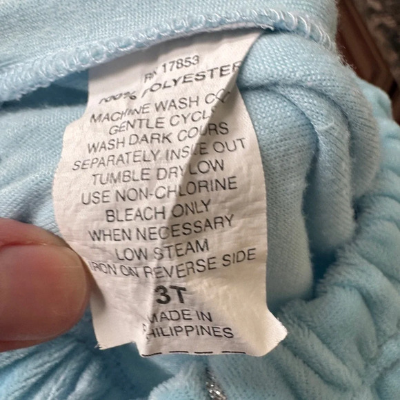 Girls 3T Light Blue with Silver Stripe Velour Like Pants - Picture 5 of 5